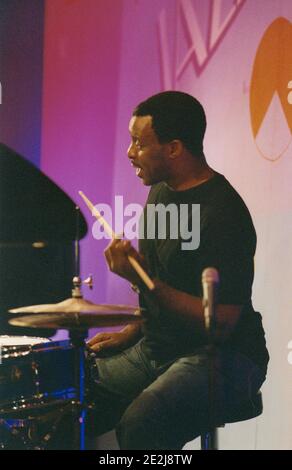 Herlin Riley, festival international de jazz de Nairn, Écosse, 2004. Banque D'Images