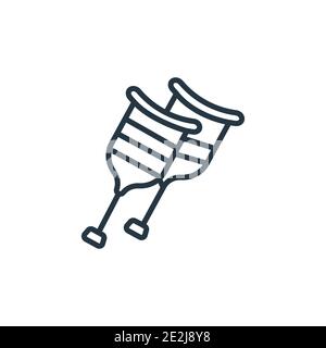 Icône de vecteur de contour de béquille. Icône de béquille noire à ligne mince, vecteur plat illustration d'élément simple de la santé éditable et concept médical isolé sur Illustration de Vecteur