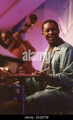 Herlin Riley, Festival international de Jazz de Nairn, Écosse, 2004. Banque D'Images