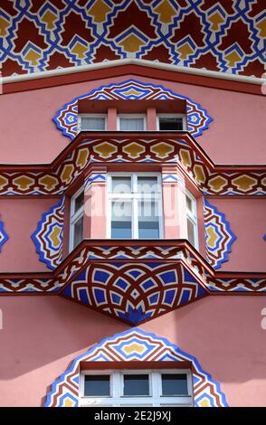 Maison Vurnik, construite en 1921 à Ljubljana Le style national slovène et est l'un des plus bâtiments célèbres de la ville Banque D'Images