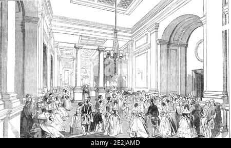 Le Royal Exchange ball à la Mansion House, 1844. Invités à une fête donnée dans le Mansion House, résidence officielle du Lord Mayor de Londres. De "Illustrated London News", 1844, vol V. Banque D'Images