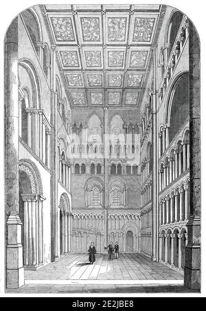 Transept sud-ouest de la cathédrale d'Ely, restaurée, 1845. Intérieur de la cathédrale d'Ely à Cambridgeshire. Le bâtiment date de 1083. De "Illustrated London News", 1845, vol VII Banque D'Images