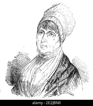 La regrettée Mme Fry, 1845. Portrait de « l'excellente et philanthropique dame », la réformateur britannique Elizabeth Fry, »... qui, pendant tant d'années, a consacré son temps et sa bourse à améliorer les misères des détenus de nos différentes prisons... elle a accordé beaucoup d'attention à l'état des détenus et des détenus féminins, À une époque où notre discipline et notre gestion de la prison étaient bien pires qu'aujourd'hui... il y a environ deux ans, Mme Fry a été saisie d'une plainte pulmonaire, mais la cause immédiate de sa mort était la paralysie. Il sera recollé que lorsque le roi de Prusse a récemment visité Banque D'Images