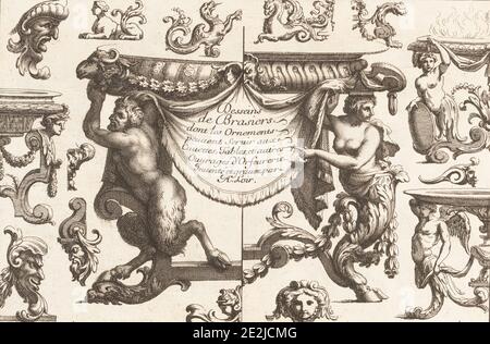 Desseins de Brasiers dont les ornements peuuent Seruir aux Cuuettes, tables, et autres Ourages d'Orfeurerie, 1660-1713. [Desseins de Brasiers dont les Ornements peuvent Servir aux cuvettes, tables, et autres Ouvrages d'Orfevrerie]. Banque D'Images