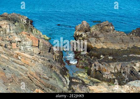 Rocky Coast sur marginal Way à Ogunquit, Maine ME, États-Unis. Banque D'Images