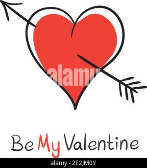 Be My Valentine coeur percé flèche Illustration de Vecteur