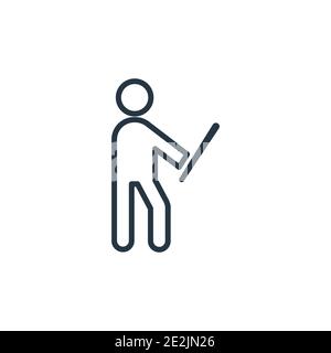 Icône de vecteur de contour pointant vers l'homme. Fine ligne noire homme pointant icône, vecteur plat illustration d'élément simple de l'homme éditable concept isolé str Illustration de Vecteur