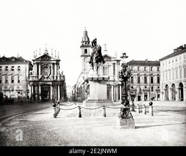 Photographie du XIXe siècle : Piazza San Carlo, Turin, Turin, Italie, image c.1880. Banque D'Images