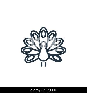 Icône de vecteur de contour de paon. Icône paon noire à ligne mince, illustration d'élément simple à vecteur plat de l'inde éditable et strok isolé de concept Holi Illustration de Vecteur