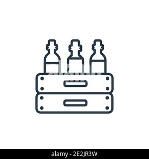 Bouteille de vin dans un cadre encadré icône vectorielle. Bouteilles de vin noir à lignes fines dans une boîte icône, vecteur plat illustration d'élément simple à partir de conc. Alimentaire modifiable Illustration de Vecteur