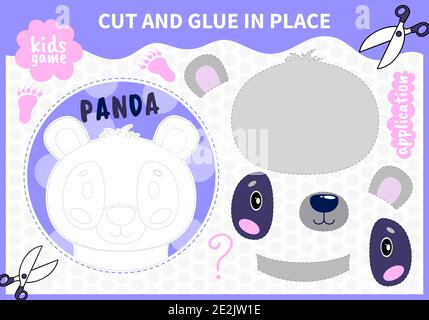 Application de jeu d'animaux de compagnie pour enfants coupée et colle en place Feuilles de travail pour les élèves d'âge préscolaire et les élèves de l'école primaire.page lue et mise en correspondance pour les enfants Illustration de Vecteur
