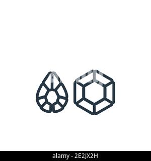 Icône de vecteur de contour GEMS. Icône de pierres précieuses noires à lignes fines, illustration d'élément simple à vecteur plat du concept de luxe modifiable tracé isolé sur bac blanc Illustration de Vecteur