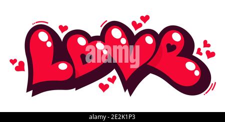 Lettres de texte artistiques Love Hearts. Illustration vectorielle Art pour la Saint Valentin ou le mariage heureux Illustration de Vecteur