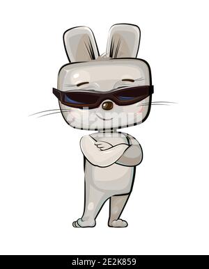 Petit lièvre. Style de dessin animé. Jeune cub. Vecteur. Bébé mignon. Illustration de Vecteur