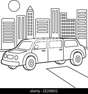 Page de coloriage en limousine extensible Illustration de Vecteur