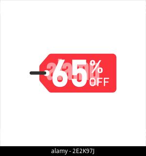 Étiquette de vente avec icône de diagramme circulaire. 65 pour cent de vente noir isolé avec ombre. Style de conception plat. Illustration vectorielle Illustration de Vecteur