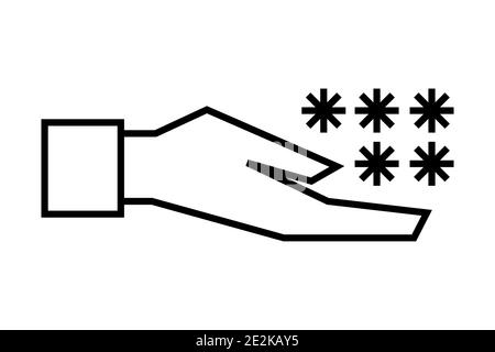 Icône de présentation de la cybersécurité. Concept d'ingénierie sociale. Main de voleur avec mot de passe. Illustration isolée simple de dessin au trait Illustration de Vecteur