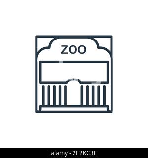 Icône de vecteur de contour du zoo. Icône de zoo noir à lignes fines, illustration d'élément simple à vecteur plat du concept de divertissement modifiable isolé sur fond blanc Illustration de Vecteur