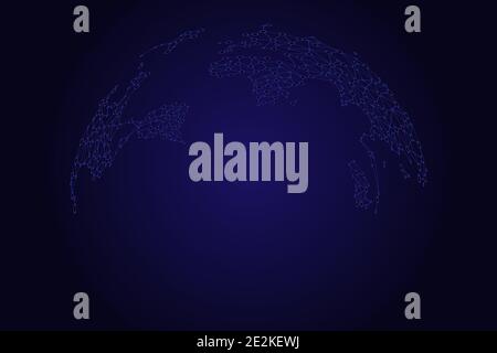 Carte du monde comme un globe en points et lignes, connexion réseau globale, signification internationale. Illustration de Vecteur