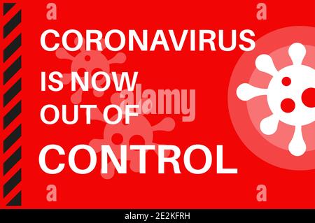 Coronavirus plus sévères nouvelles restrictions de verrouillage pour arrêter la propagation de COVID19 - Illustration avec logo de virus sur fond rouge. Illustration de Vecteur