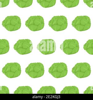 Motif vert chou sans couture pour un motif de papier peint. Illustration botanique. Une alimentation saine. Illustration de Vecteur