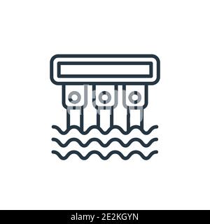 Icône de vecteur de contour de barrage. Icône de barrage noir à ligne mince, vecteur plat illustration d'élément simple du concept écologique modifiable tracé isolé sur fond blanc Illustration de Vecteur