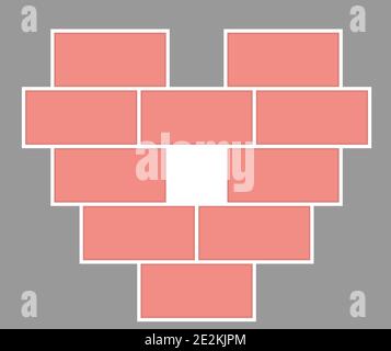 Carte d'humeur de la Saint-Valentin. Modèle de cadres de collage. Forme de coeur de 10 tuiles Illustration de Vecteur
