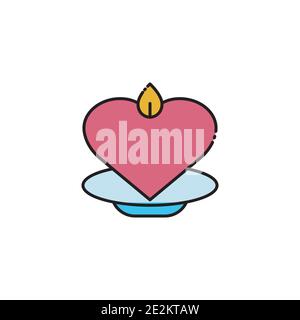 Icône de couleur de bougie avec coeur. Symbole d'amour. Design simple modifiable. Vecteur de modèle de conception Illustration de Vecteur