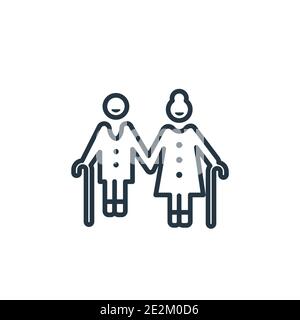 Icône vectorielle grand-parents. Icône de grands-parents noirs à ligne mince, vecteur plat illustration d'élément simple du concept de relations familiales éditables est Illustration de Vecteur