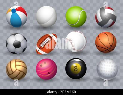 Ballons de sport réalistes Illustration de Vecteur