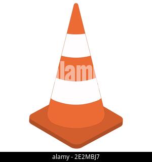 Blanc orange trafic cône 3d signe vecteur cône trafic de dessin animé contrôle Illustration de Vecteur