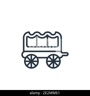 Icône de vecteur de contour de chariot ouest sauvage. Icône de chariot ouest sauvage noir ligne mince, vecteur plat illustration d'élément simple du concept de désert modifiable isolé Illustration de Vecteur