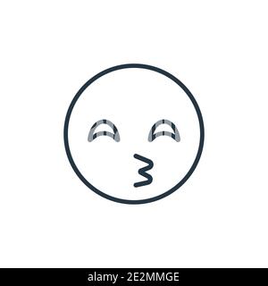 Embrasser avec les yeux fermés emoji contour icône vecteur. Fine ligne noire embrassant avec les yeux fermés emoji icône, vecteur plat simple élément illustration de Illustration de Vecteur