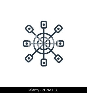 Icône de vecteur de contour de roue du bouddhisme. Icône de roue bouddhique noire à ligne mince, vecteur plat illustration d'élément simple de concept alimentaire éditable s isolés Illustration de Vecteur