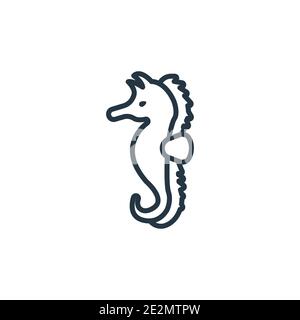 Icône de vecteur de contour d'hippocampes. Icône d'hippocampes noirs à ligne mince, vecteur plat illustration d'élément simple du concept de conte de fées modifiable isolé sur wh Illustration de Vecteur