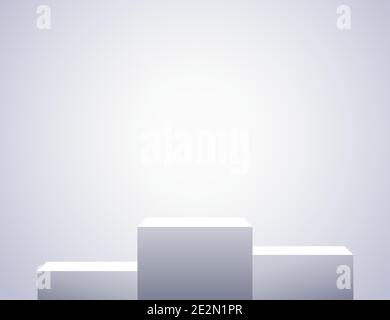 Trois rectangles blancs, socles vides. Modèle simple pour une publicité ou une conception Web. Illustration de Vecteur