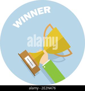 Coupe trophée en cercle. Symbole gagnant simple. Illustration noire isolée sur fond gris. Icône vecteur Illustration de Vecteur