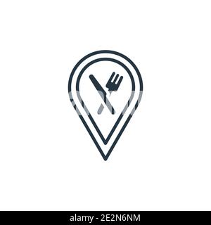 Icône de vecteur de contour d'émeri. Icône de petit restaurant noir à lignes fines, vecteur plat illustration d'élément simple du concept alimentaire modifiable tracé isolé sur b blanc Illustration de Vecteur