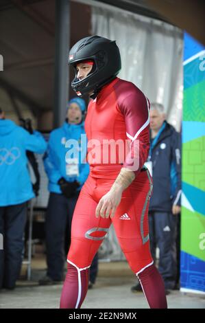 Sébastien Gattuso de Monaco pendant le bobsleigh deux-hommes pour les XXIes Jeux Olympiques d'hiver de 2010 à Vancouver au parc Creekside à Whistler, Canada, le 20 février 2010. Photo de Gouhier-Hahn-Nebinger/ABACAPRESS.COM Banque D'Images