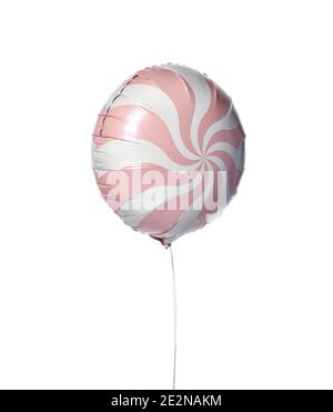 Un seul rose grand rond bonbon lollypop ballon ballon objet pour anniversaire isolé sur un blanc Banque D'Images