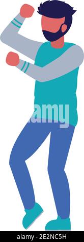 icône d'homme de dessin animé dansant sur fond blanc, design coloré, illustration vectorielle Illustration de Vecteur