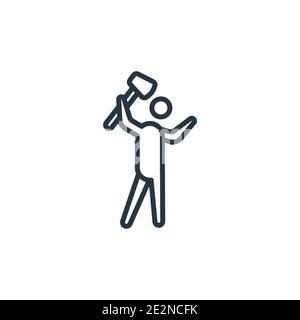Icône de vecteur de contour humain terrible. Fine ligne noire terrible icône humaine, vecteur plat illustration d'élément simple de l'isolate de concept de sentiments éditables Illustration de Vecteur