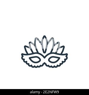 Masque pour le brésil fête du carnaval contour icône de vecteur. Masque noir à ligne fine pour le brésil symbole de fête du carnaval, vecteur plat élément simple illust Illustration de Vecteur