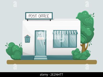 Illustration vectorielle du bâtiment du bureau de poste. Livraison du courrier. Illustration de Vecteur