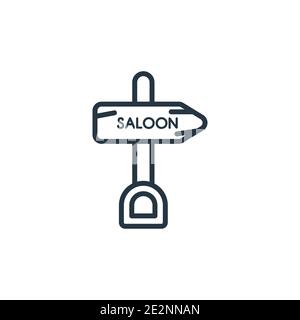 Icône de vecteur de contour de saloon sauvages de l'ouest. Icône en forme de saloon sauvages de l'ouest noir à ligne mince, vecteur plat illustration d'élément simple du concept de désert modifiable isol Illustration de Vecteur