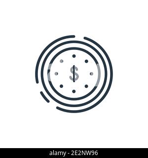 Icône de vecteur de contour de jeton. Icône de jeton noir à ligne mince, illustration d'élément simple à vecteur plat de divertissement éditable et concept d'arcade isolé Illustration de Vecteur