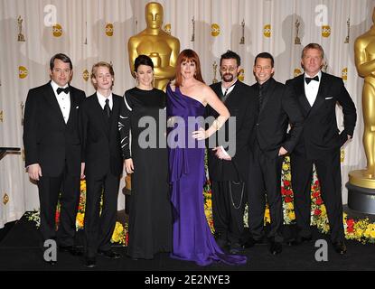 De gauche à droite : Matthew Broderick, Macaulay Culkin, Ally Sheedy, Molly Ringwald, Judd Nelson, Jon Cryer et Anthony Michael Hall dans la salle de presse des 82e Academy Awards, qui ont eu lieu au Kodak Theatre de Los Angeles, CA, Etats-Unis lors du match 07, 2010. Photo de Lionel Hahn/ABACAPRESS.COM (photo : Matthew Broderick, Macaulay Culkin, Ally Sheedy, Molly Ringwald, Judd Nelson, Jon Cryer, Michael Hall) Banque D'Images