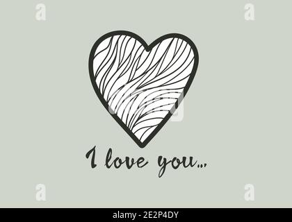 Livre de coloriage pour le thème de la Saint-Valentin. doodle antistress à la main dessiné en forme de coeur. Style zen enchevêtrement. Carte de vœux Illustration de Vecteur