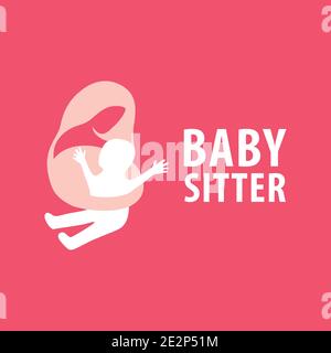 Logo vectoriel de baby-sitter, garde d'enfants Illustration de Vecteur