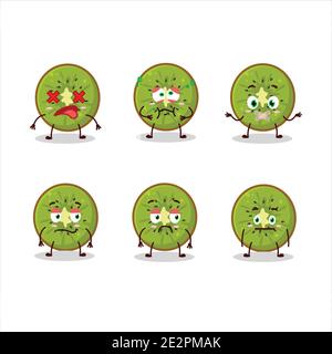 Tranche de personnage de dessin animé kiwi avec expression de corde. Illustration vectorielle Illustration de Vecteur